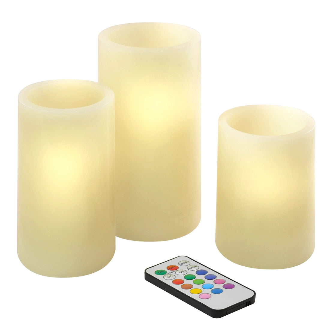 Set of 3 Flameless Wax Pillar Candles