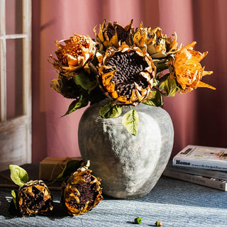 22" Flannel Sunflower Stem - Brown Seeds