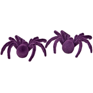 Set of 2 Purple Flocked Spiders