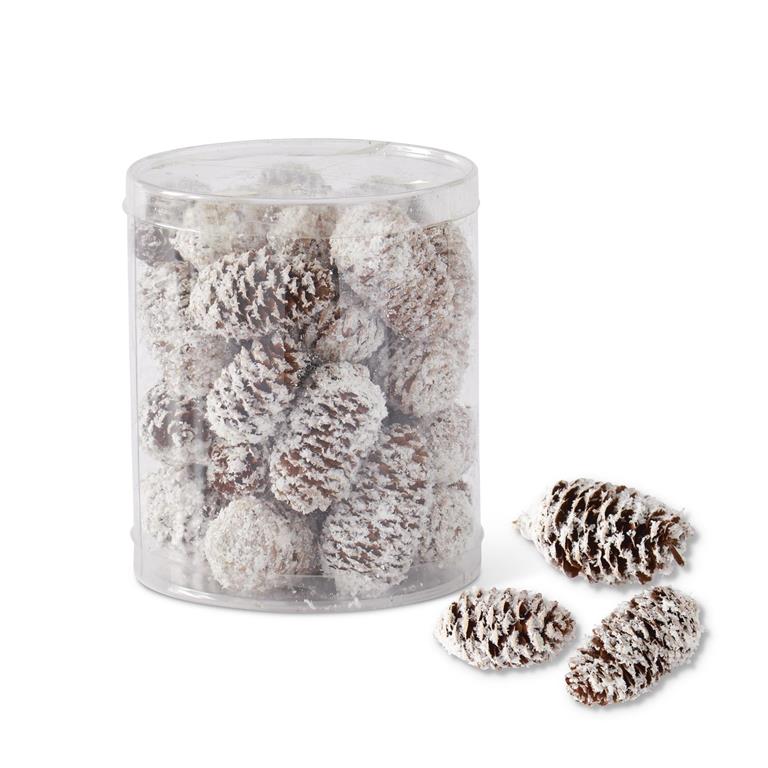 Set of 30 Flocked Pinecone Bowl Fillers