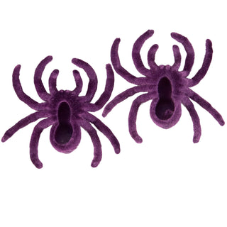Set of 2 Purple Flocked Spiders