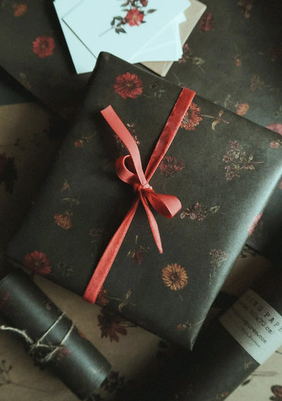 Florals on Dark Green Luxury Gift Wrap