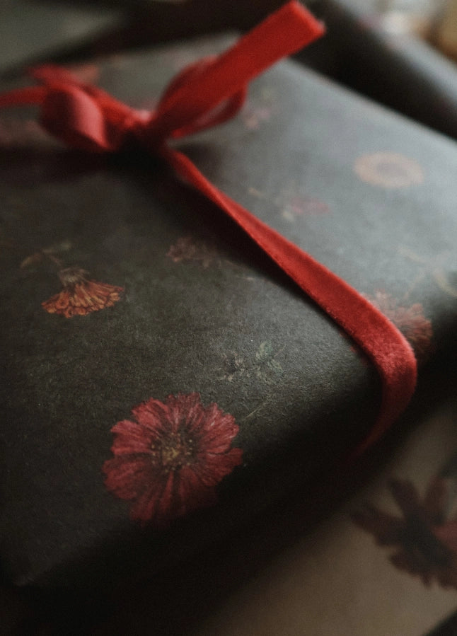 Florals on Dark Green Luxury Gift Wrap