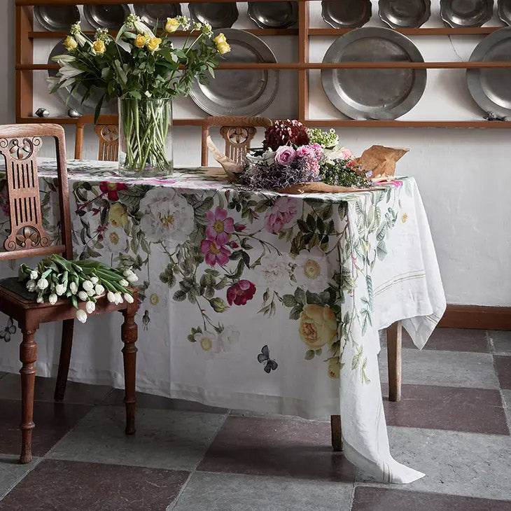 Rose Garden Linen Tablecloth