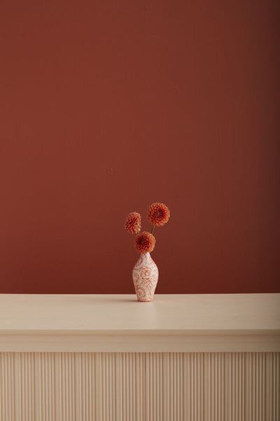 The Hand Painted Coral Chinoiserie Vase - Flower Centered