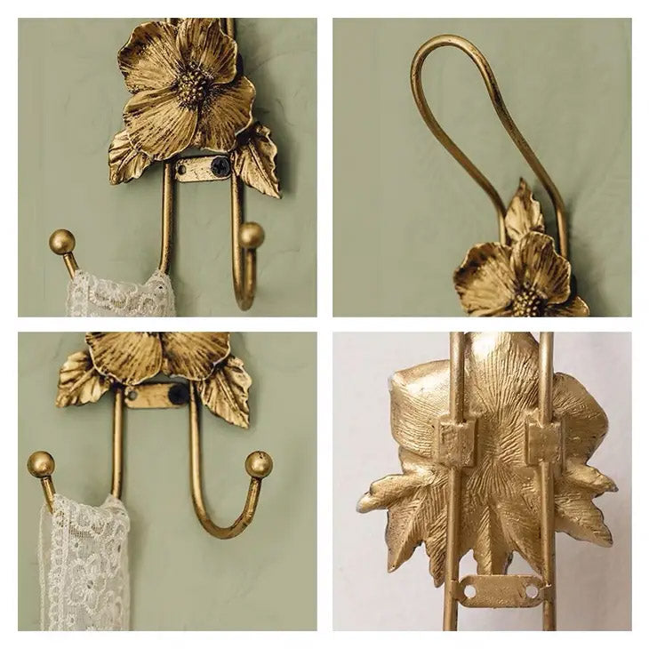 Gold Tone Flower Wall Hook - Choose from 3 Different Styles