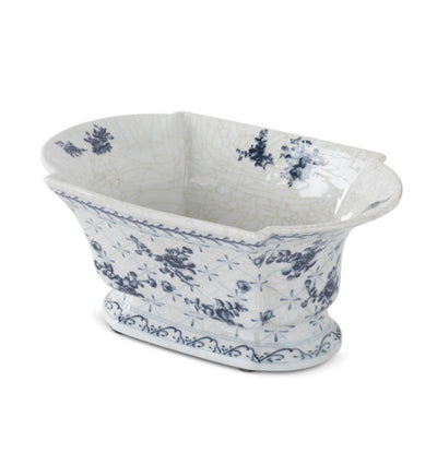 Blue and White Floral Fluted Bowl