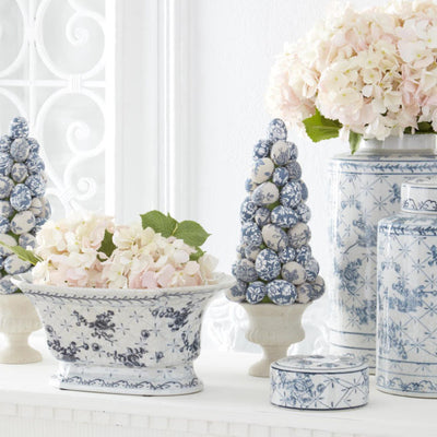 Blue and White Floral Fluted Bowl