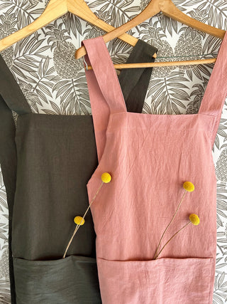 Organic Material Cross Back Apron - Choose Color