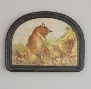 26" Weathered Framed Fox Family Print