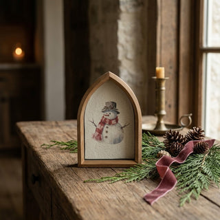 Snowman Framed Tabletop Sign