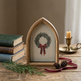 Holiday Wreath Framed Tabletop Sign