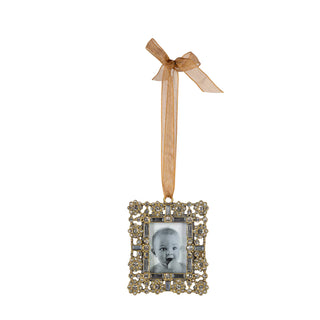 Jeweled Square Pewter Photo Frame Ornament