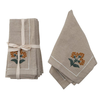 Set of 4 Embroidered French Knot Napkins