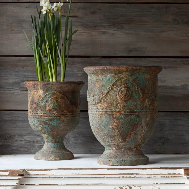 plant pot in french Aged Metal French Style Pot