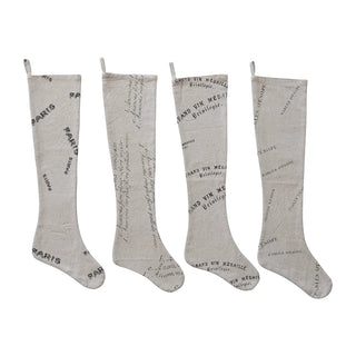 Linen French Holiday Stocking - Choose Style