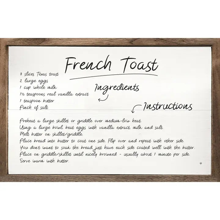 French Toast Recipe Wall Decor