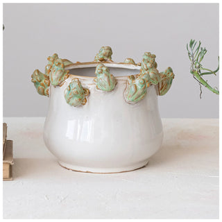 Stoneware Frog Planter