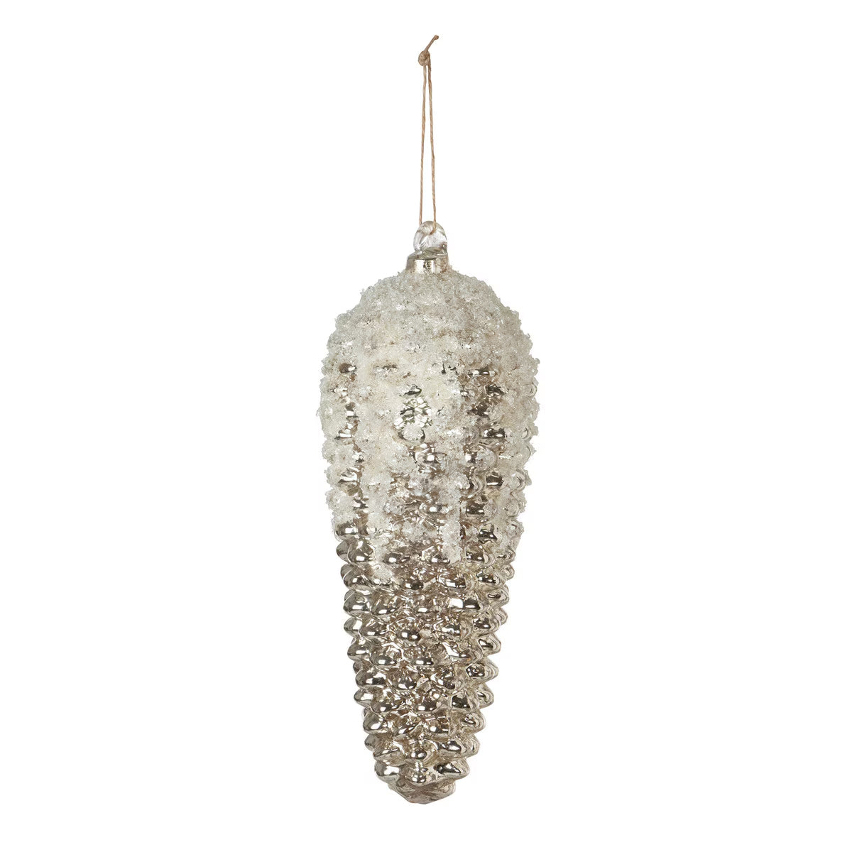 12" Snowy Frosted Pine Cone Ornament