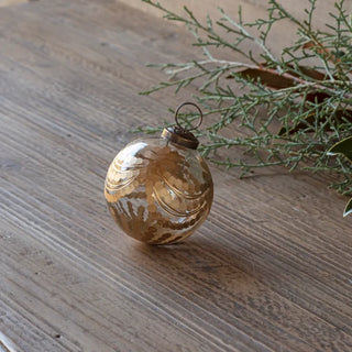 Etched Golden Garland Glass Ornament - 3"