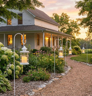 White Garden Lantern With Stake