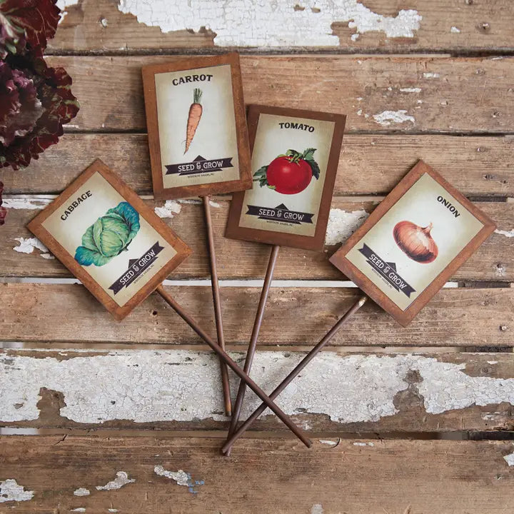 Set of 4 Garden Vegetable Markers