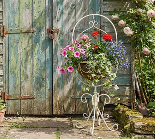 White Swinging Garden Planter Basket