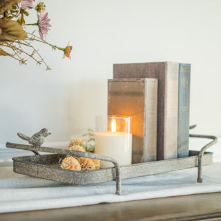 2 Handled Riser Tray with Birds