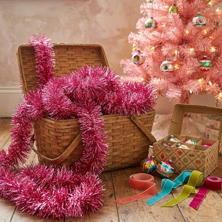 Retro Boxed Tinsel Garland - Pink