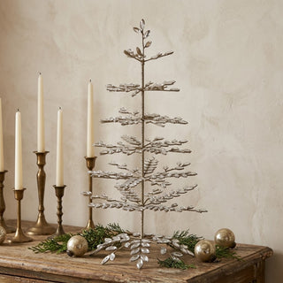 19.75 Inch Crystal & Gold Glitter Snowflake Tree