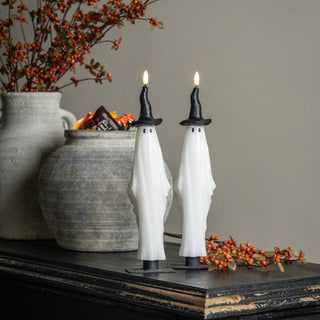 Set of 2 Witchy Ghost 3D Flame Taper Candles