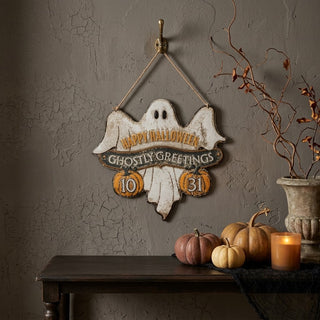 Ghostly Greetings Metal Sign