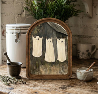 Arch Top Ghost Laundry Framed Art Wall Decor