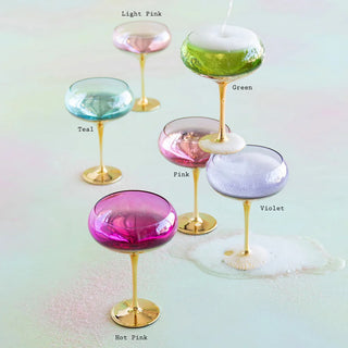 Glitterville Gilded Coupe Glass - Choose Color