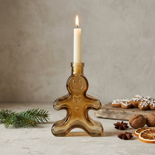 Glass Gingerbread Shaped Taper Holder
