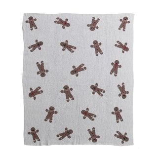 60" Cotton Knit Throw with Gingerbread Cookie Pattern