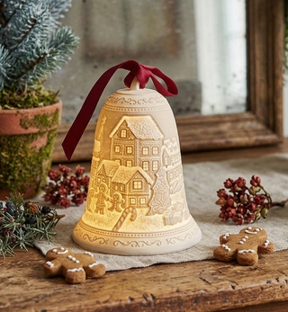 Luumii Lights Porcelain Bell Ornament - Gingerbread