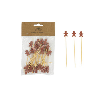 Bamboo Skewers with Gingerbread Man Shaped Handles