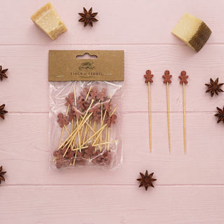 Bamboo Skewers with Gingerbread Man Shaped Handles