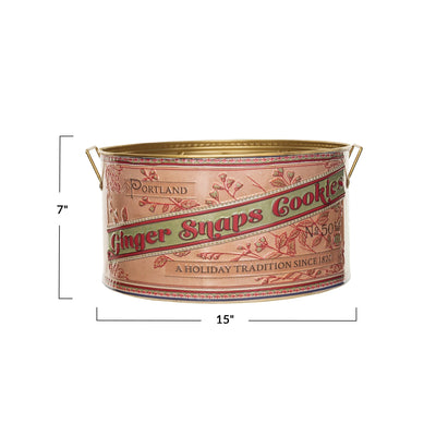 Vintage Style Ginger Snap Cookies Embossed Tin Bucket