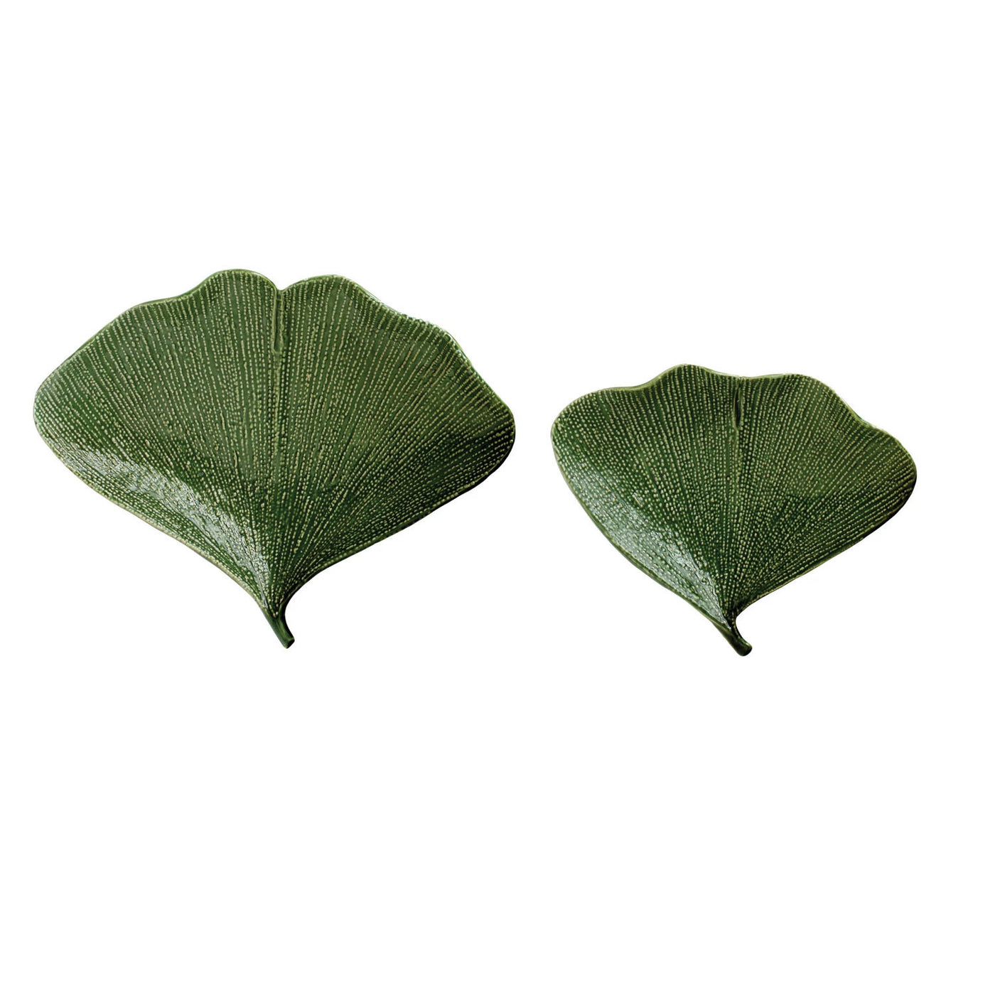 Set of 2 Stoneware Gingko Leaf Plates