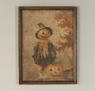 24.5" Weathered Framed Pumpkin Girl Print