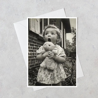 Girl with Stuffed Animal - Note Card