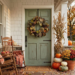 24" Green Berry, Gourd and Lotus Pod Wreath
