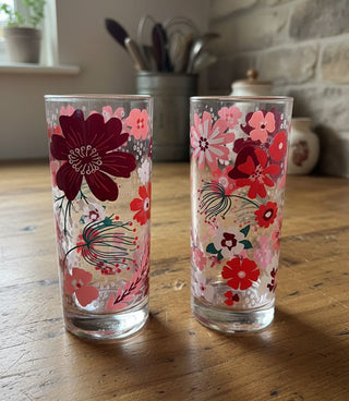 Pink Garden Highball Glass