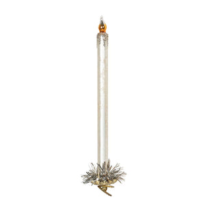 Frosted Champagne Glass Taper Candle Clip-on Ornament