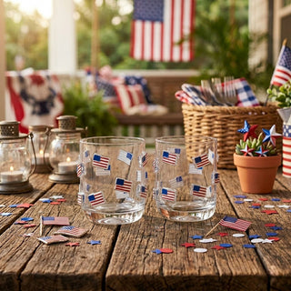 Set of 2 American Flag Acrylic Icon Glasses