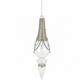 Glass Finial Ornament with Faux Crystal Icicles - Choose Style
