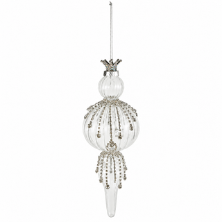 Glass Finial Ornament with Faux Crystal Icicles - Choose Style