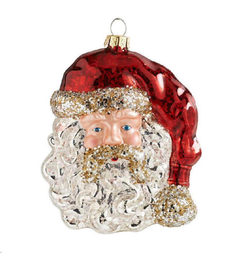 Glass Santa Head Ornament